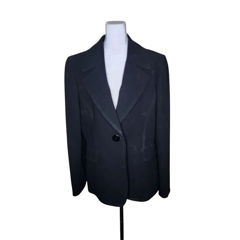 Tahari Jacket Blazer Single Button Workwear Office Business Womens Size 6 Black
